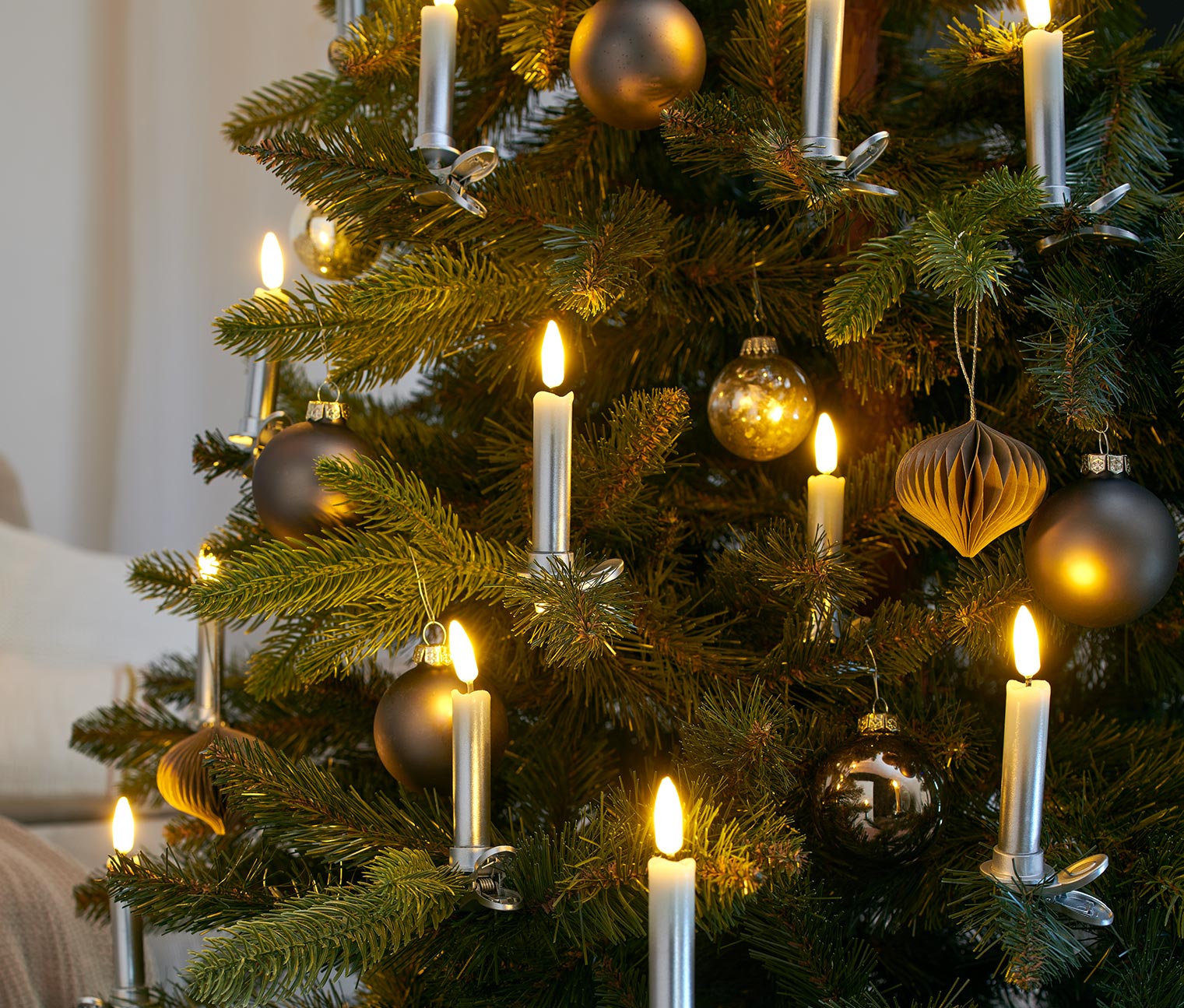 12 bougies à LED pour sapin de Noël, couleur argentée