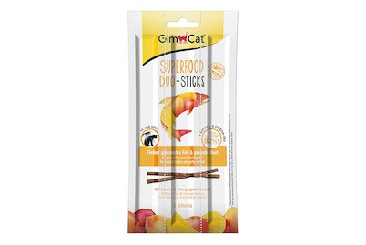 . GimCat Superfood Duo-Batonnets saveur saumon et mangue, 3 pcs