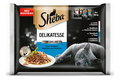 Aliment pour chats Sheba Delikatesse Gelée Sélection aux poissons 4x85g
