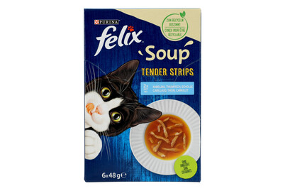 Aliment pour chats Felix Soup Tender strips Poisson 6x48g