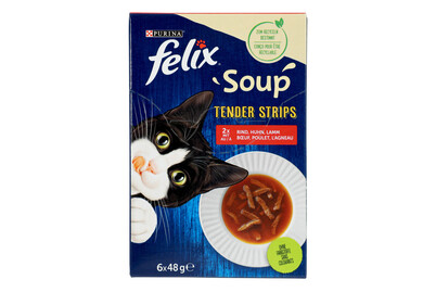 Aliment pour chats Felix Soup Tender strips Viande 6x48g
