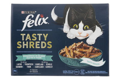 Aliment pour chats en sauce Felix Tasty shreds Poisson 10x80g