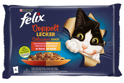Aliment pour chats en gelée Felix Délicieux duos Viande 4x85g