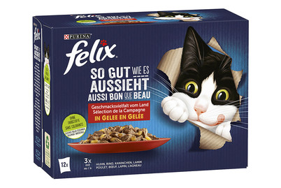 Aliment pour chats en gelée Felix Aussi bon que beau Viande 12x85g