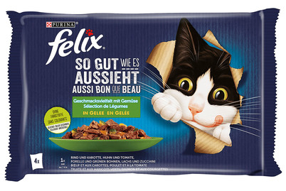 Aliment pour chats en gelée Felix Aussi bon que beau Ass. 4x85g