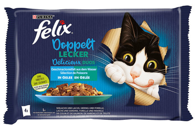 Aliment pour chats en gelée Felix Délicieux duos Poisson 4x85g
