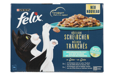 Aliment pour chats Felix Délices tranchés Poisson 10x80g