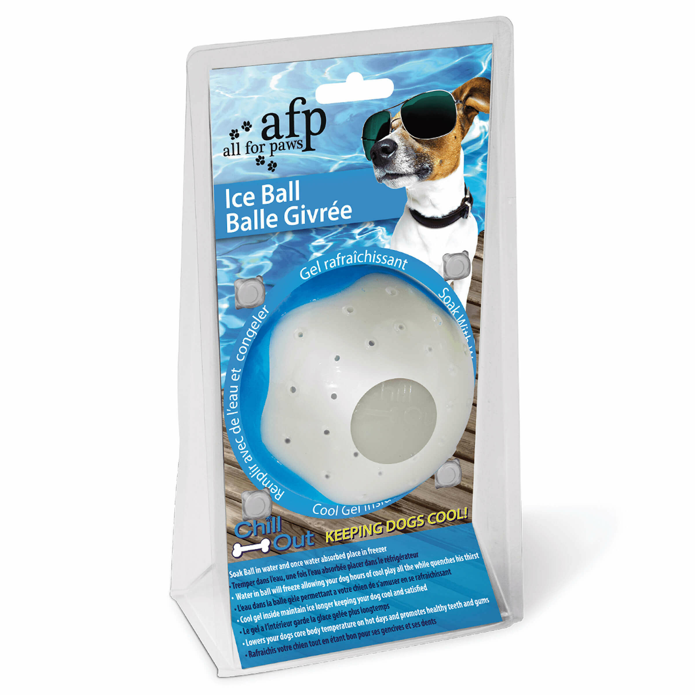 All for Paws AFP Jouet pour chiens Chill Out Balle de glace M - jouet aquatique avec effet rafraîchissant