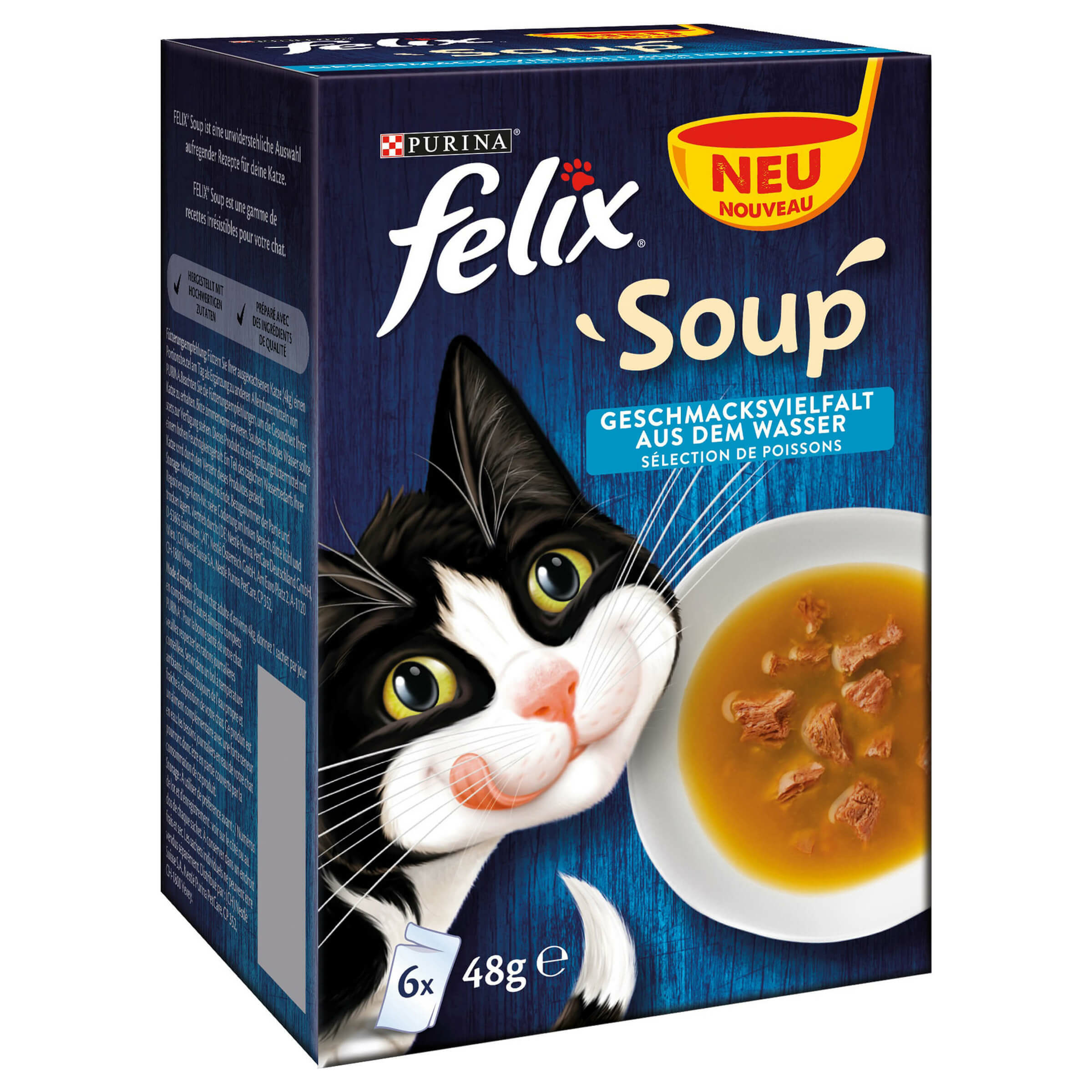 Aliment pour chats Felix Soup Sélection de poissons 6x48g