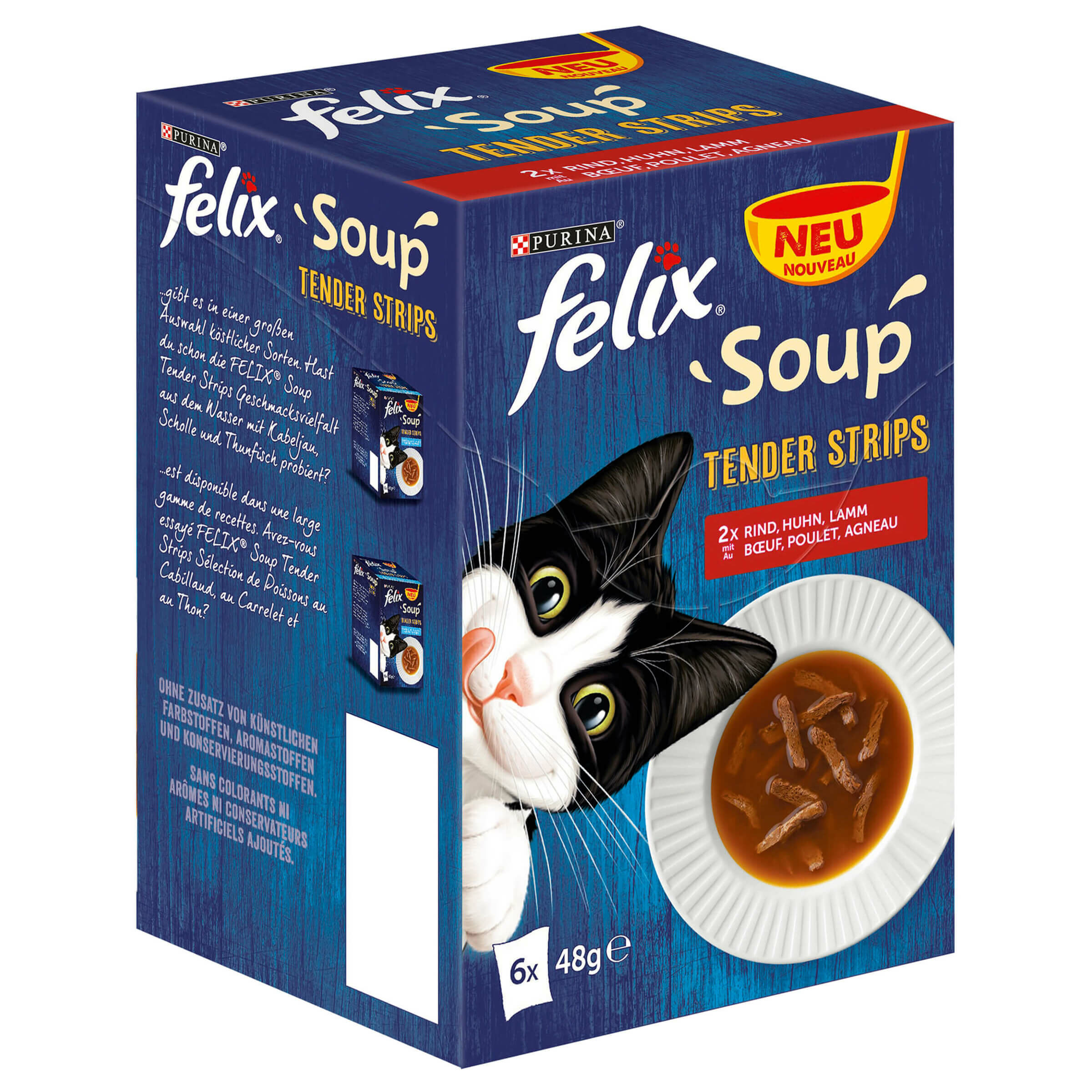 Aliment pour chats Felix Soup Tender strips Viande 6x48g