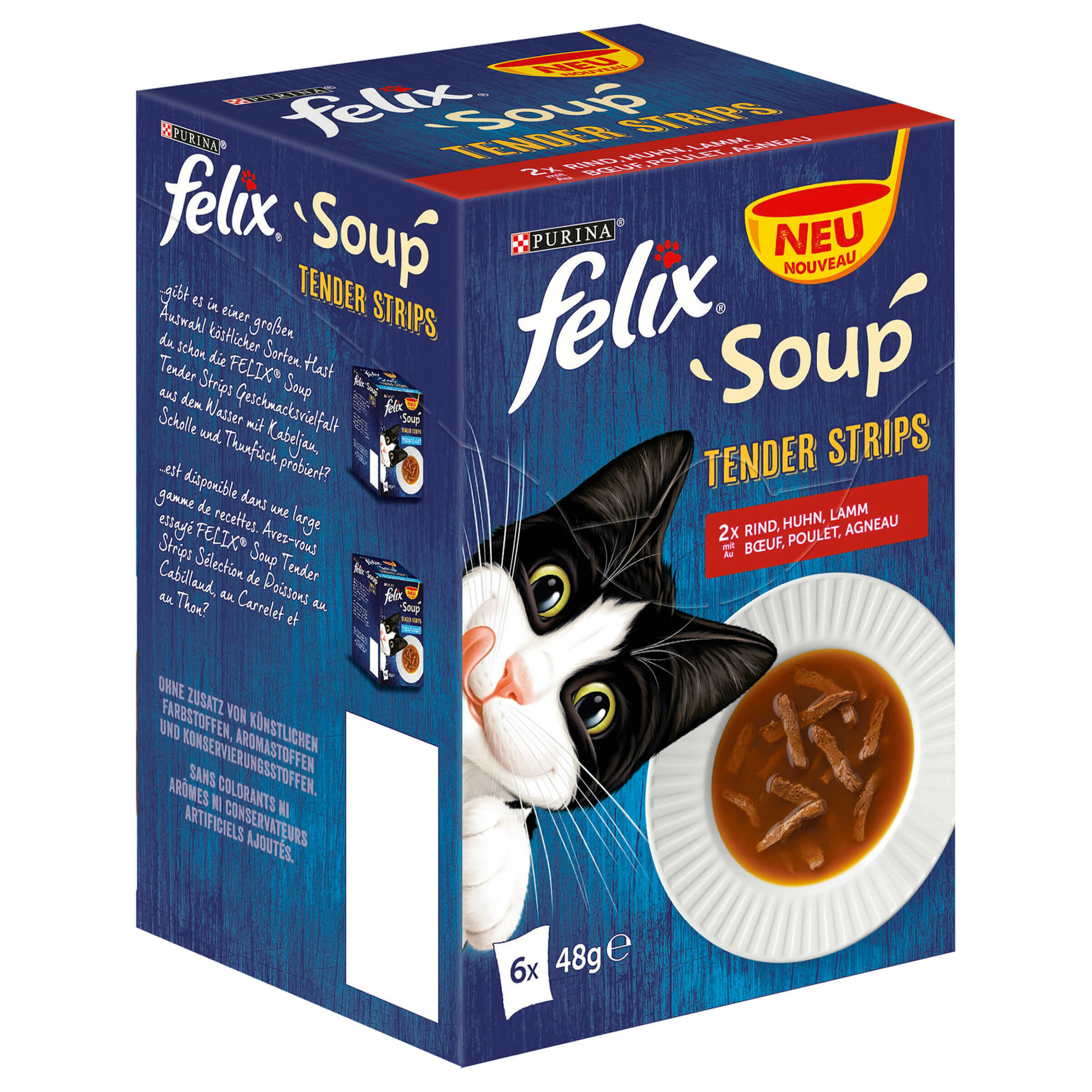 Felix Nourriture pour chats Soup Strips Viande 8x6x48g