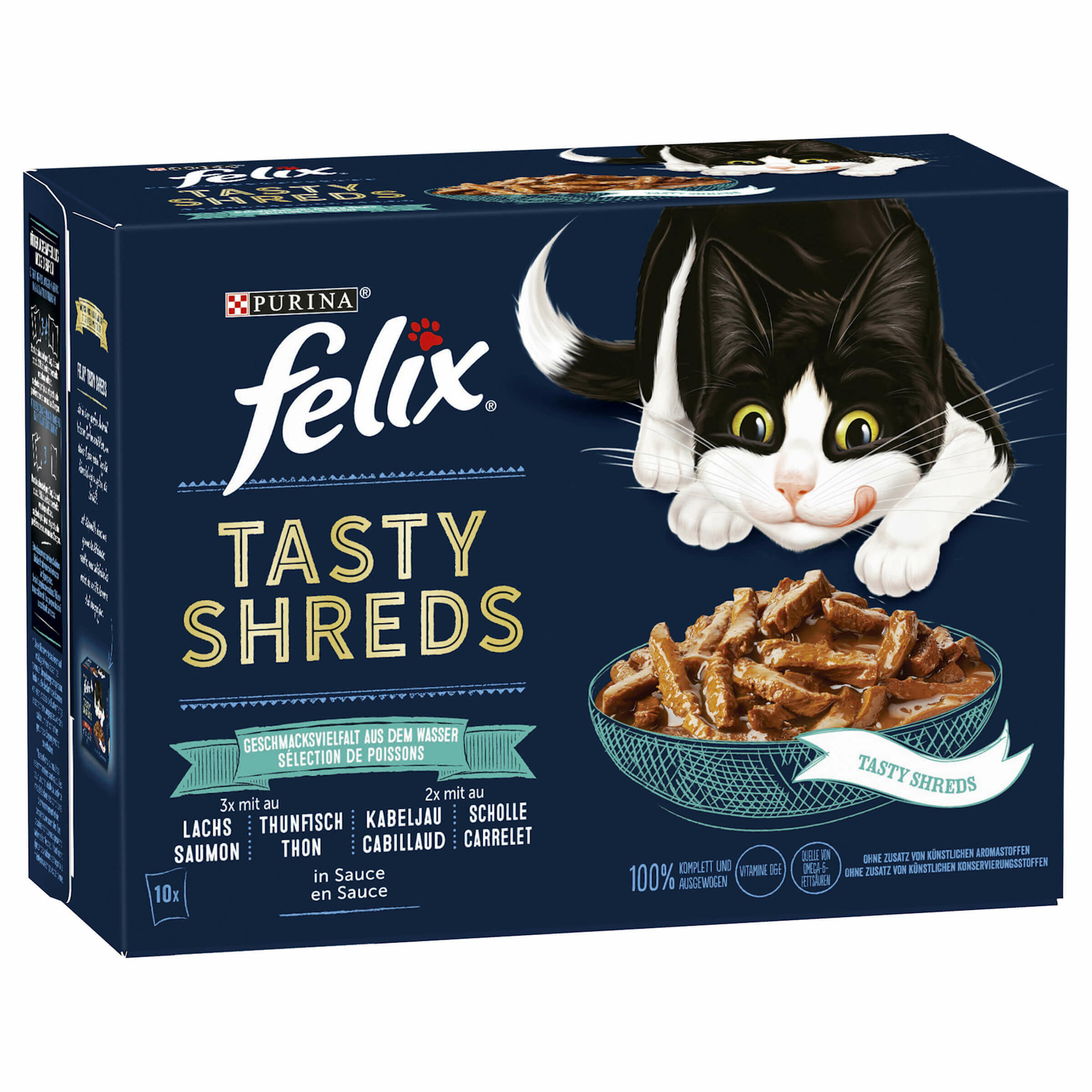 Aliment pour chats en sauce Felix Tasty shreds Poisson 10x80g