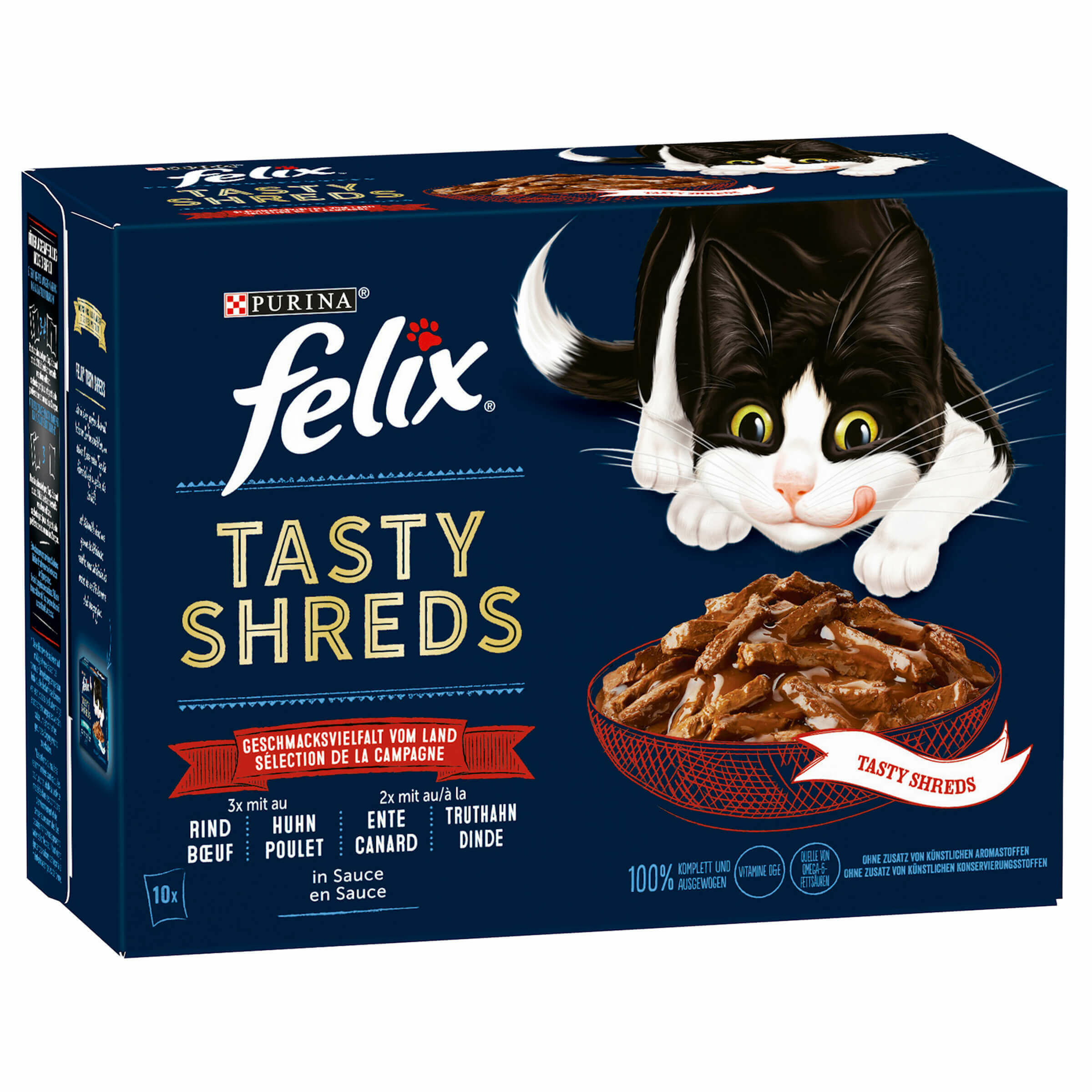 Aliment pour chats en sauce Felix Tasty shreds Viande 10x80g