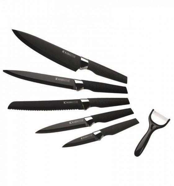 Kadastar Jeux de couteaux Premium Black 6 pièces Noir/Argenté couteau
