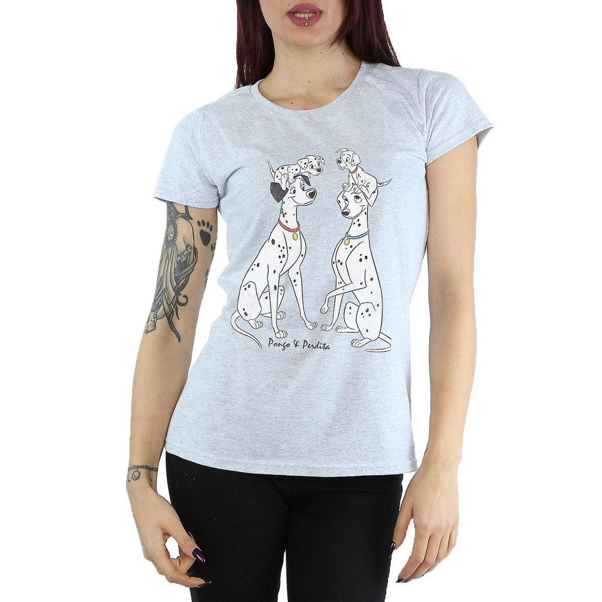 101 Dalmatians Tshirt Pongo And Perdita Femme Gris XL