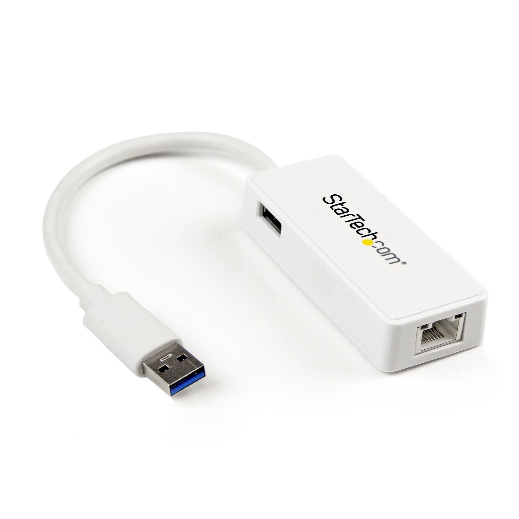 STARTECH.COM Adaptateur Usb 3.0 Vers Ethernet Gigabit - Carte Réseau Externe Usb Vers 1 Port Rj45 - Blanc Unisexe Blanc