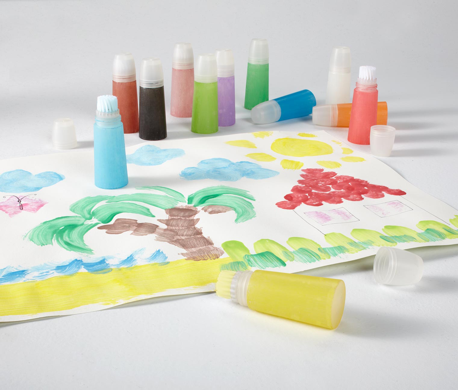 12 tubes de peinture avec pinceau intégré
