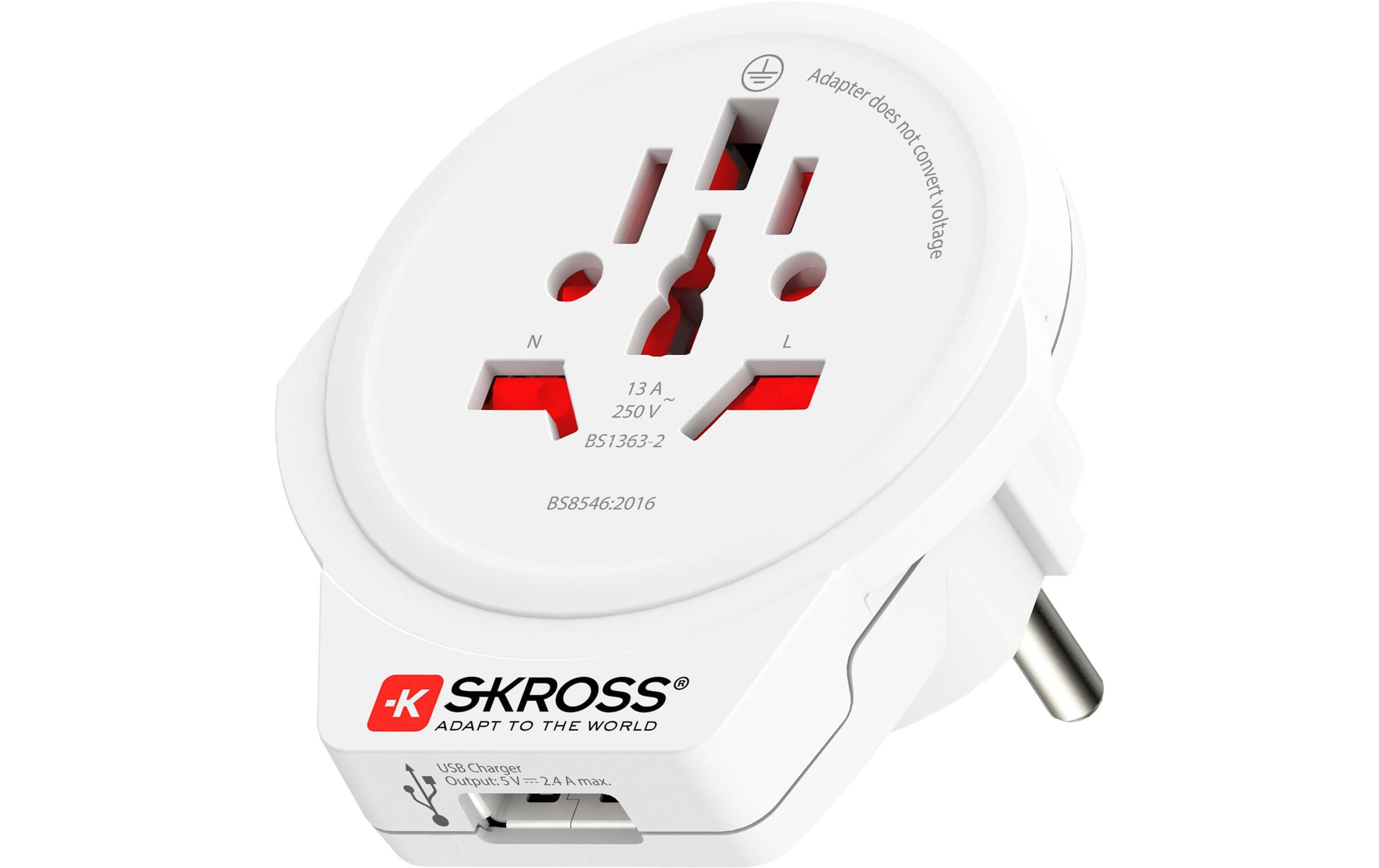 SKROSS Adaptateur de voyage World – EU avec chargeur USB adaptateurs