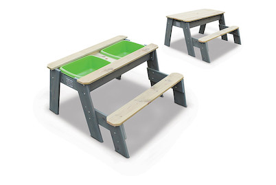 Exit Aksent Table à sable et à eau avec couvercle et banc | 95 × 89 cm