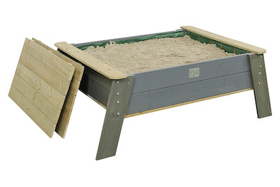 Exit Aksent Bac à sable en tant que table de sable avec couvercle en bois Gris | 138 × 94 cm
