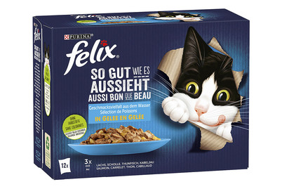 Aliment pour chats en gelée Felix Aussi bon que beau Poisson 12x85g