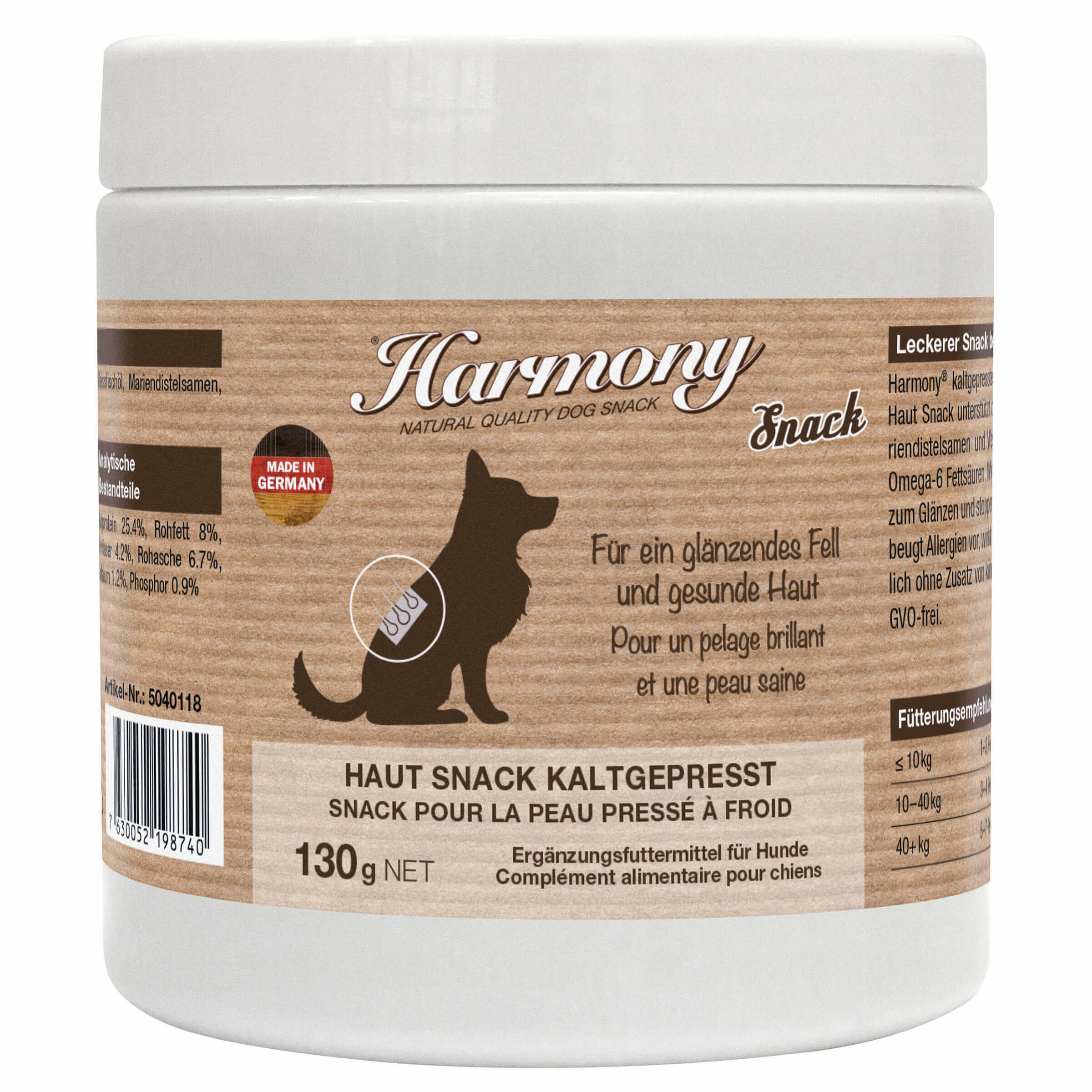 Harmony Dog Natural Snack pour chiens pour la peau 130g