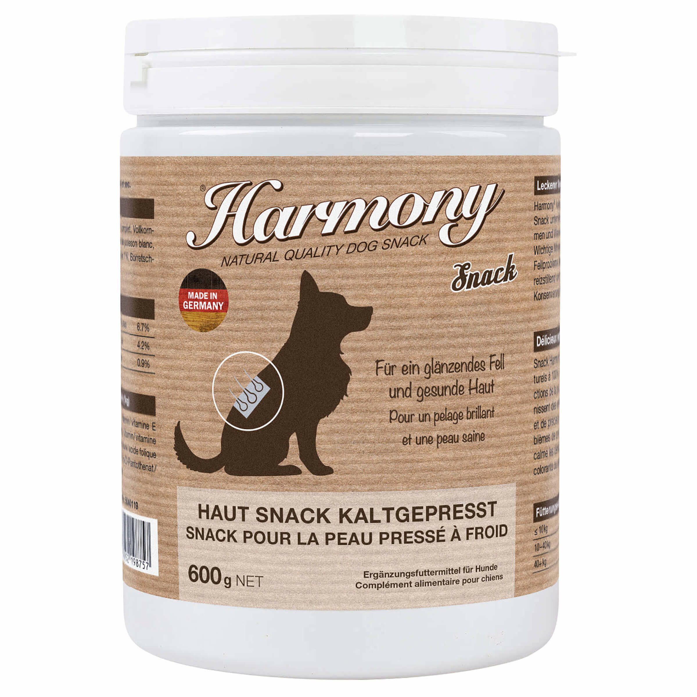 Harmony Dog Natural Snack pour chiens pour la peau 600g