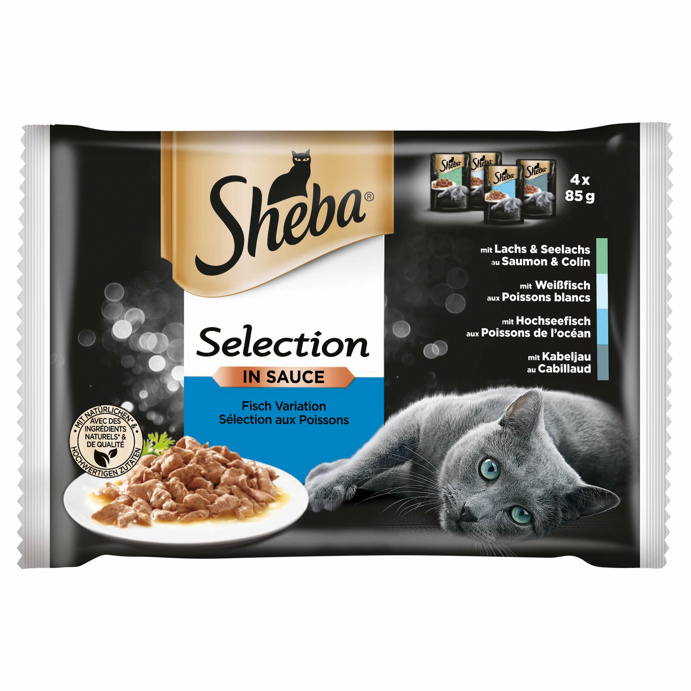 Aliment pour chats Sheba Sélection en sauce Poisson 4x85g