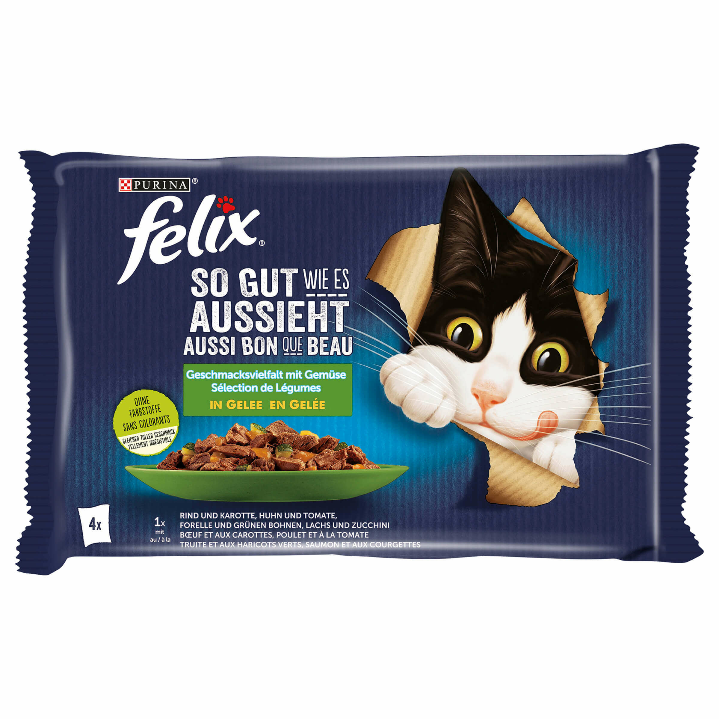 Aliment pour chats en gelée Felix Aussi bon que beau Ass. 4x85g