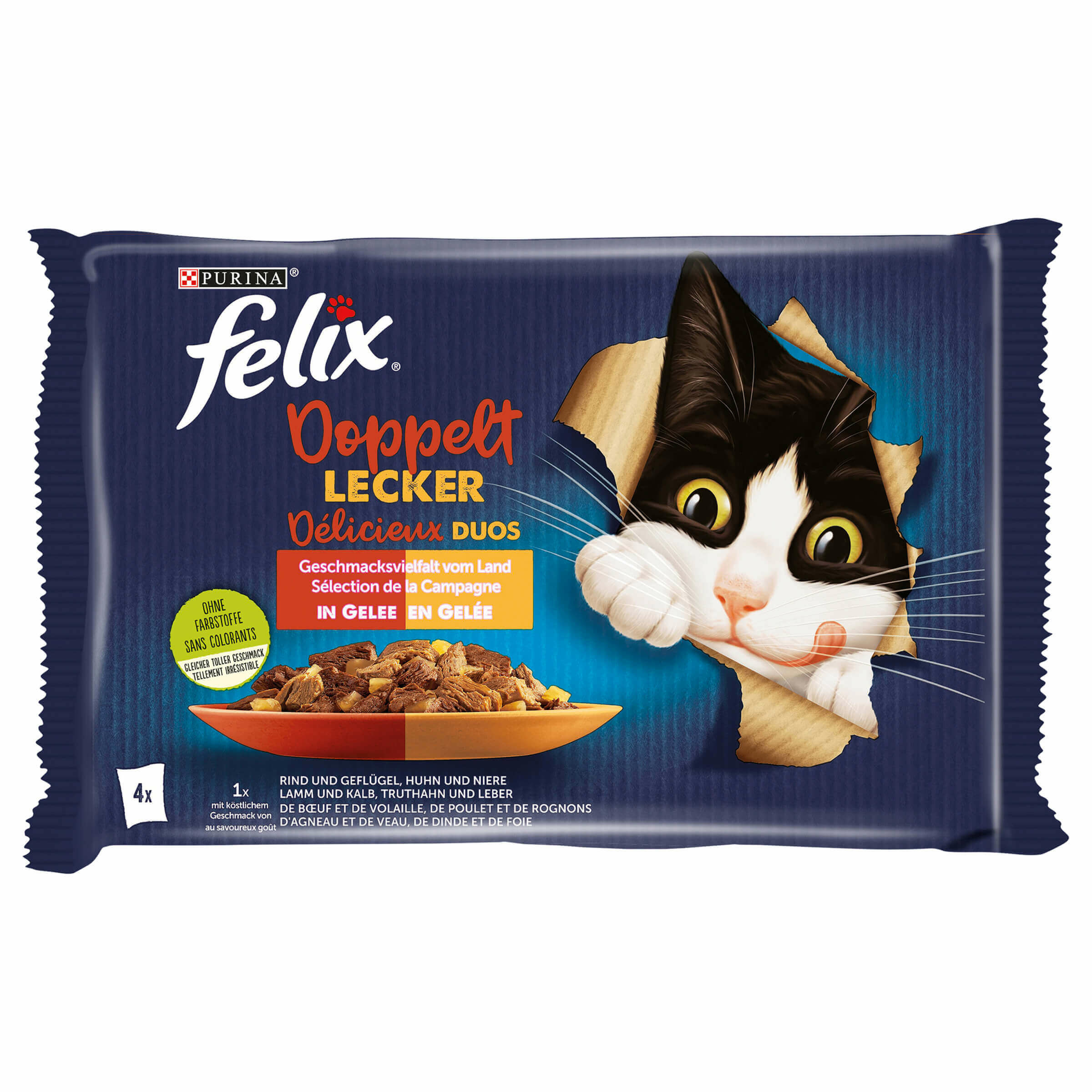 Aliment pour chats en gelée Felix Délicieux duos Viande 4x85g
