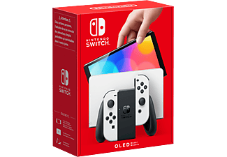 Nintendo Switch (modèle OLED) avec station d’accueil et manettes Joy-Con blanches