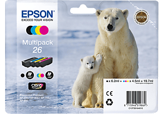 Epson 26 Multipack - pack de 4 - noir, jaune, cyan, magenta - original - cartouche d'encre