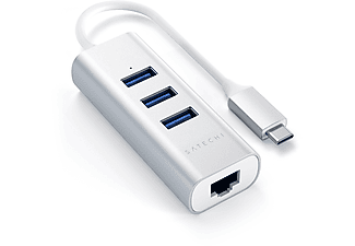 Adaptateur Satechi Hub USB Type-C avec port Ethernet RJ45 + 3 ports USB Argent