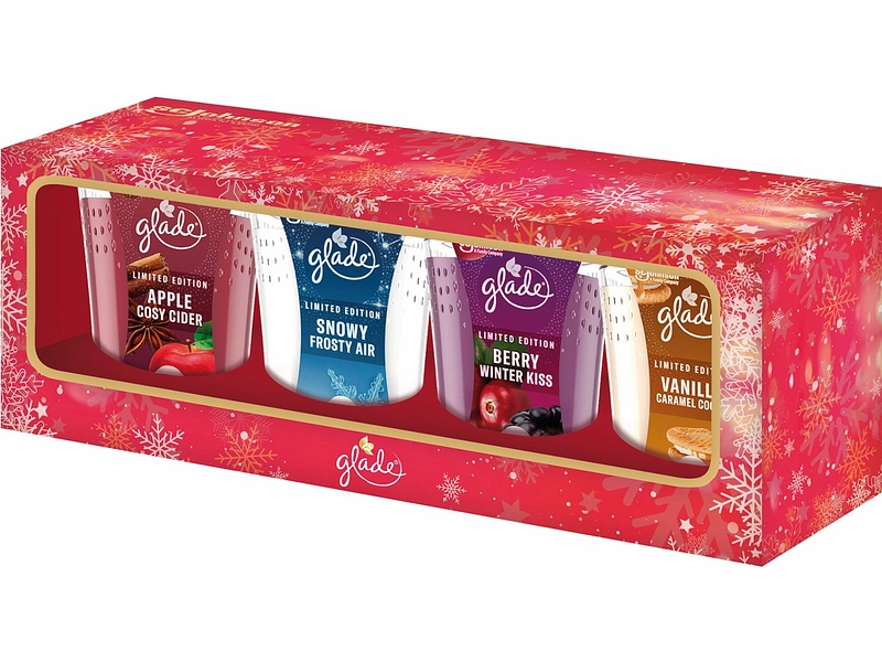 Bougie parfumée 4 pièces apple cosy cider, merry berry & wine, marshmallow irish cream, champagne cheers