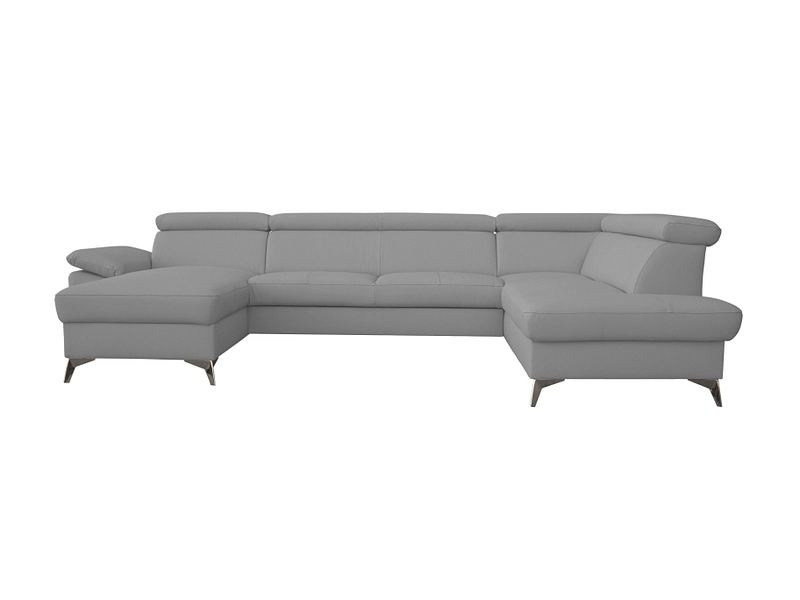 Canapé d'angle APOLLO Cuir véritable / Cuir synthétique gris