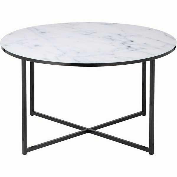 mutoni Table basse marbre blanc noir rond 80x80 Table basse marbre blanc noir rond 80x80