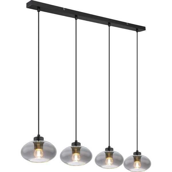 mutoni Lampe à suspension métal noir mat 4xE27 Lampe à suspension métal noir mat 4xE27