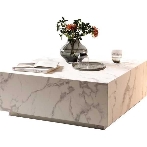 mutoni Table basse en marbre blanc 90x90 Table basse en marbre blanc 90x90