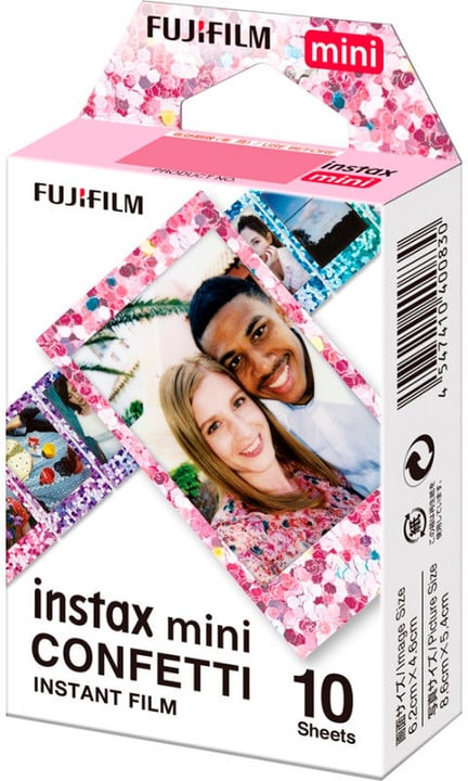 Film instantané Fujifilm Instax Mini Monopack Confetti 10 poses avec cadre multicolore