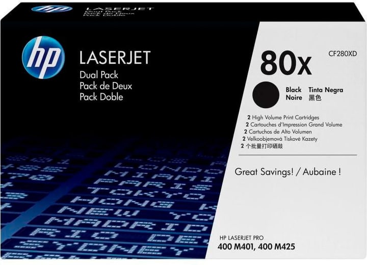 Hewlett-Packard Hp Toner-modul 80x Schwarz Cf280xd Laserjet Pro 400 2 Stück Unisexe ONE SIZE
