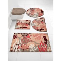 Tapis de bain en taupe-corail à motifs de Grund