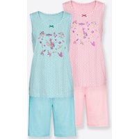 Pyjamas courts en turquoise + rose de wäschepur