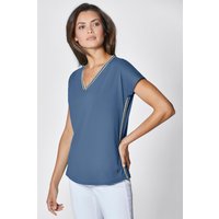 T-shirt coton et lyocell en bleu jean de Creation L Premium