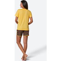Pyjama court en jaune-noir imprimé de wäschepur