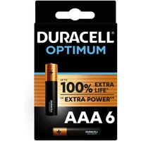 Pack de 6 piles Duracell Optimum AAA 1,5 V LR03 Noir