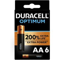 Pack de 6 piles Duracell Optimum AA 1,5 V LR06 Noir