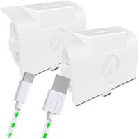 Pack Blocs-Batteries Play Just For Games Stealth SX-C8 X Blanc + Charge avec câble tressé premium Blanc et Vert pour Xbox