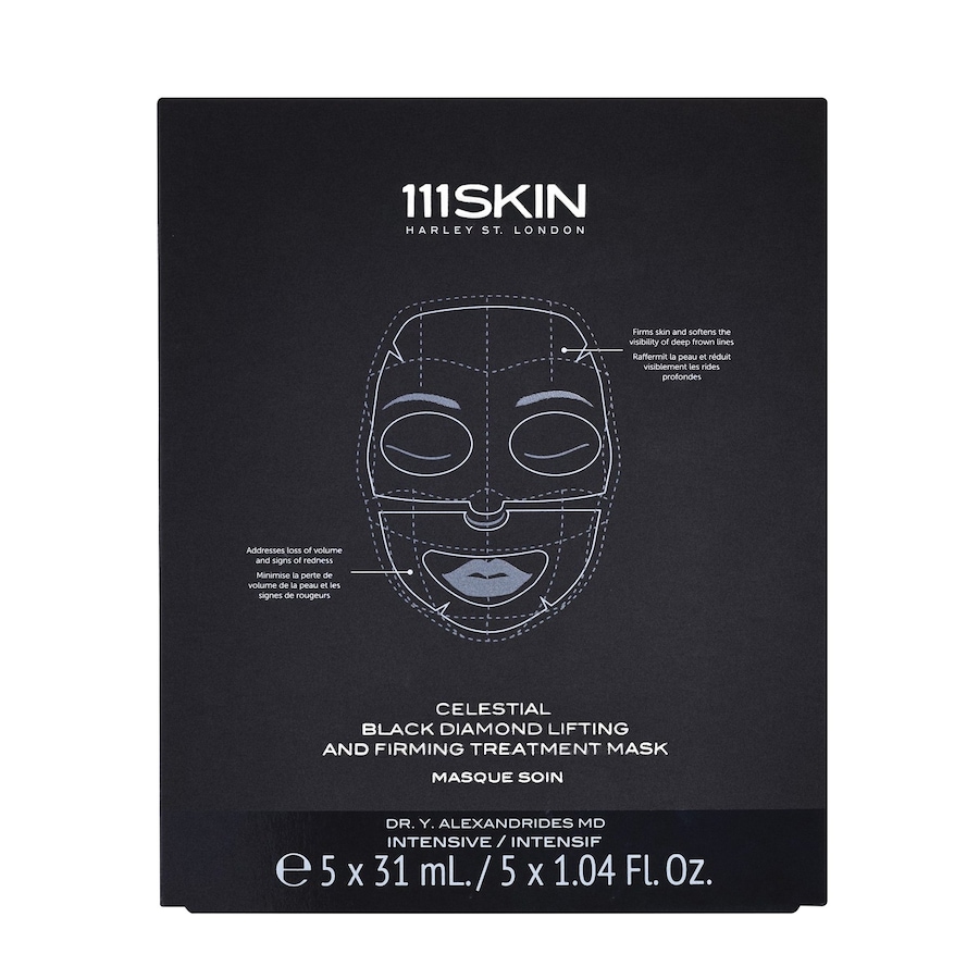 111Skin Celestial Black Diamond Lifting And Firming Treatment Mask (Box Of 5) Masque anti rides et anti-âge 155 ml